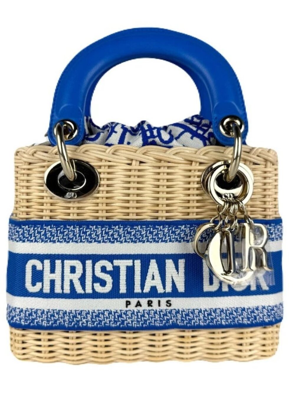 Christian Dior Lady Dior Mini Handbag Crossbody Shoulder Bag Wicker -